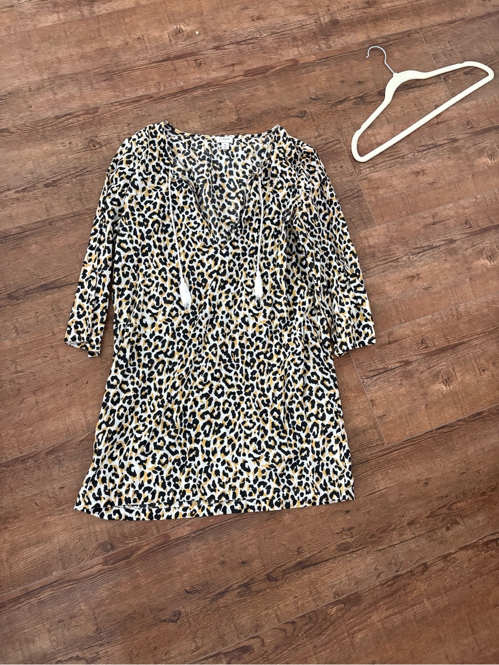 J. Crew Leopard-Print Swim Coverup in Beige, Black and White